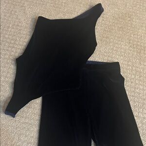 Elegant One-Shoulder blue Velvet Set